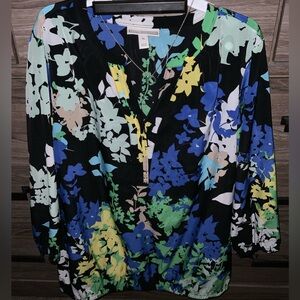 Dana Buchman floral pattern blouse